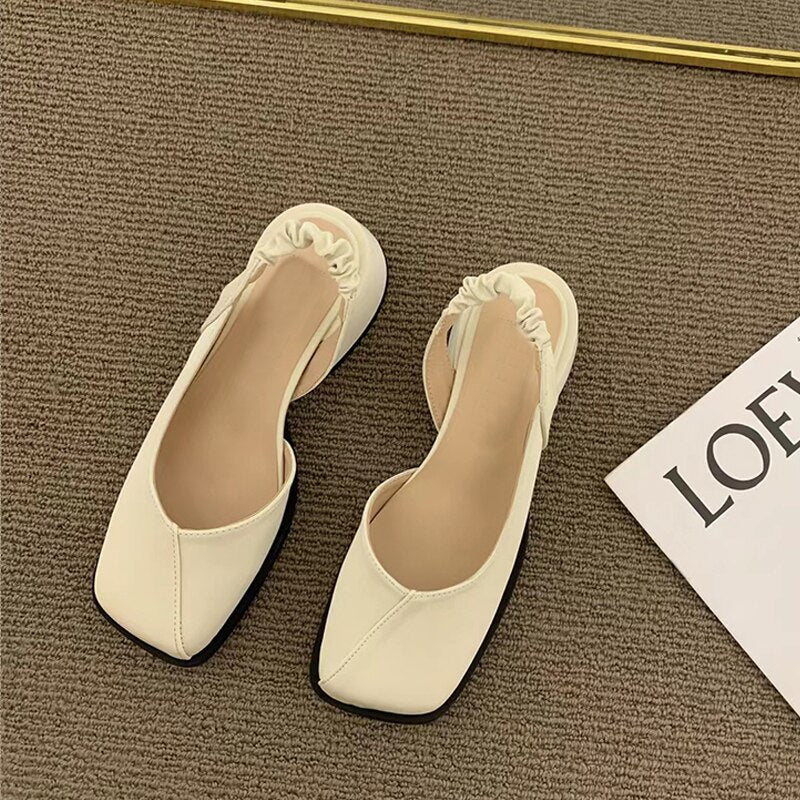 Women's Summer Shoes 2023 Fashion Design After Strappy Square Toe and Half Slippers Outer Wear Sandals Leisure Muller vc5388