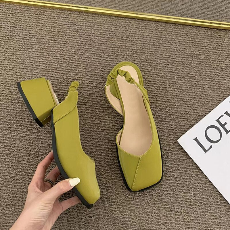 Women's Summer Shoes 2023 Fashion Design After Strappy Square Toe and Half Slippers Outer Wear Sandals Leisure Muller vc5388