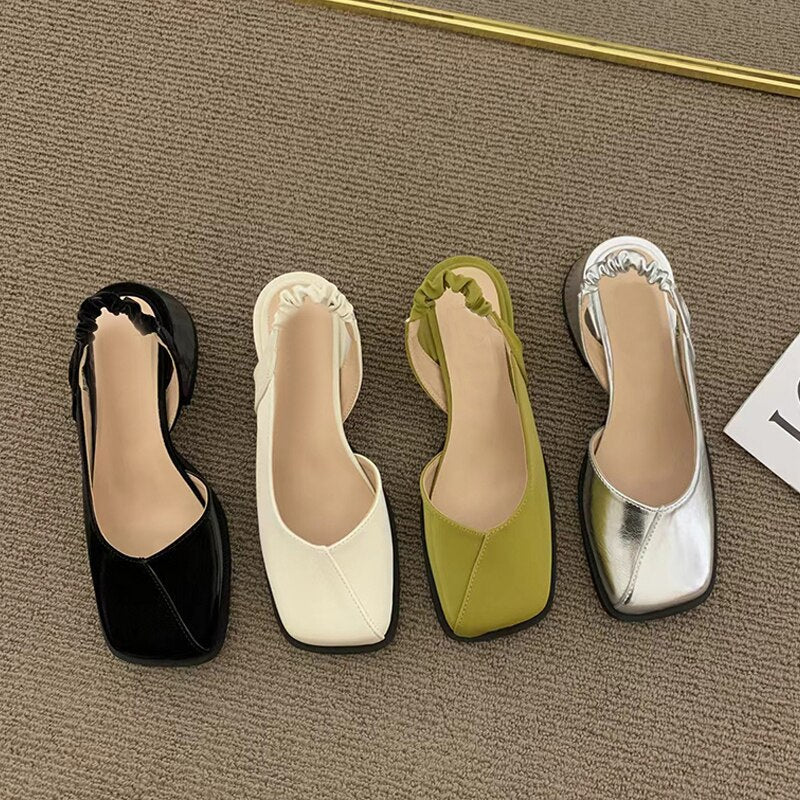 Women's Summer Shoes 2023 Fashion Design After Strappy Square Toe and Half Slippers Outer Wear Sandals Leisure Muller vc5388